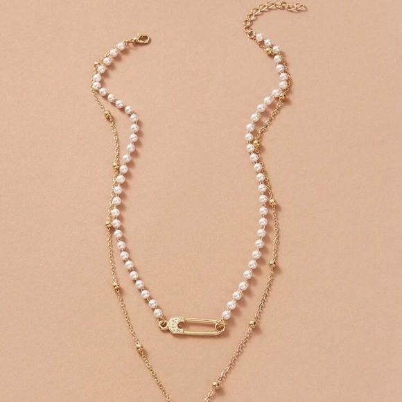 LAST! Gold layered safety pin pearl choker neon - Picture 3 of 6